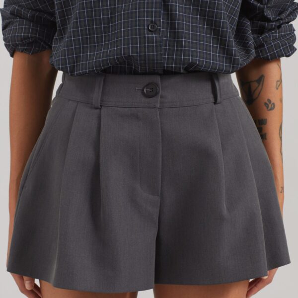 The Frankie Shop Kinsley Mini Shorts - Grey - Oversized Minimalist Shorts in Grey - Shop at Coveti