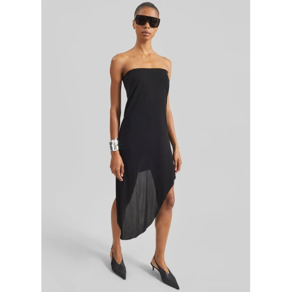 The Frankie Shop Kitty Sheer Asymmetric Skirt – Black, view 2