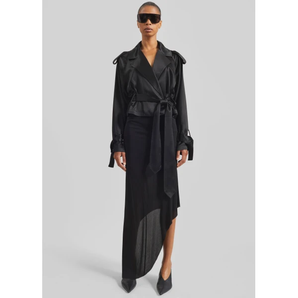 The Frankie Shop Kitty Sheer Asymmetric Skirt – Black, view 3