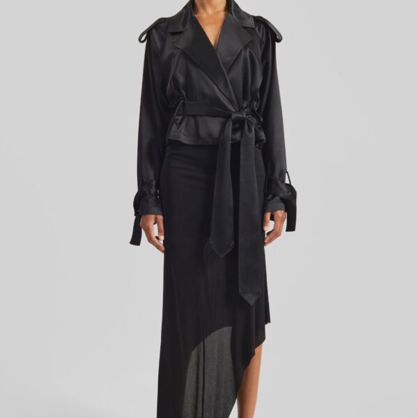 The Frankie Shop Kitty Sheer Asymmetric Skirt - Black - Oversized Minimalist Skirts in Black - Shop at Coveti