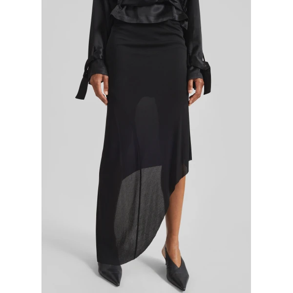 The Frankie Shop Kitty Sheer Asymmetric Skirt – Black, view 6