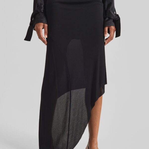 The Frankie Shop Kitty Sheer Asymmetric Skirt - Black - Oversized Minimalist Skirts in Black - Shop at Coveti