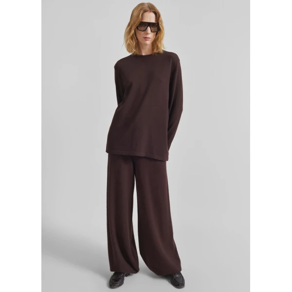 The Frankie Shop Kladno Knit Joggers – Brown, view 2