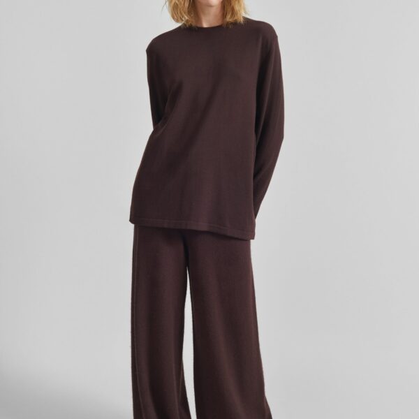 The Frankie Shop Kladno Knit Joggers - Brown - Oversized Minimalist Pants in Beige - Shop at Coveti
