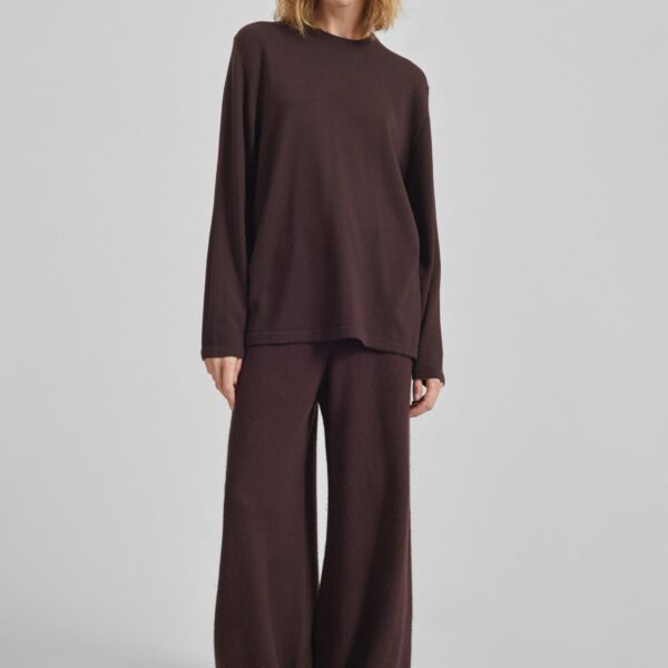 The Frankie Shop Kladno Knit Joggers - Brown - Oversized Minimalist Pants in Beige - Shop at Coveti