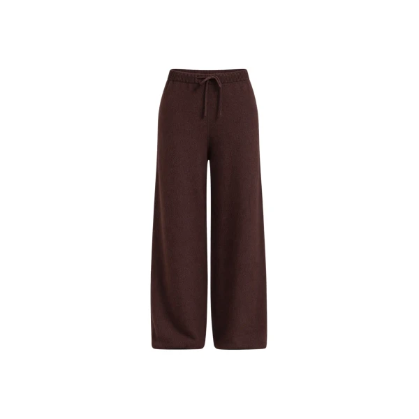 The Frankie Shop Kladno Knit Joggers - Brown - Oversized Minimalist Pants in Beige - Shop at Coveti