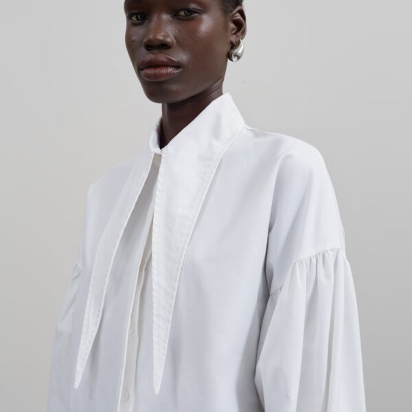 The Frankie Shop Klara Long Collar Shirt - White - Oversized Minimalist Tops in White - Shop at Coveti