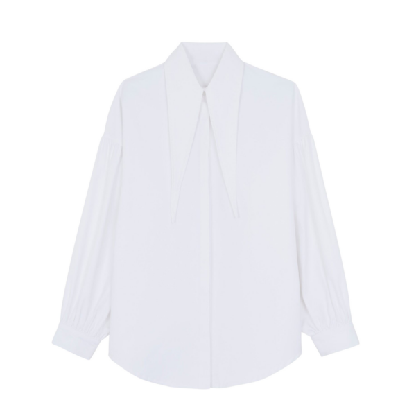 The Frankie Shop Klara Long Collar Shirt - White - Oversized Minimalist Tops in White - Shop at Coveti