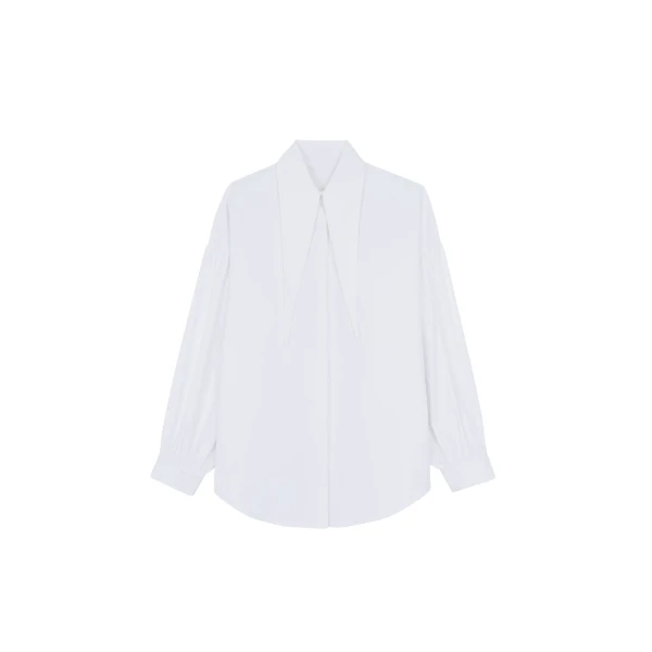 The Frankie Shop Klara Long Collar Shirt - White - Oversized Minimalist Tops in White - Shop at Coveti