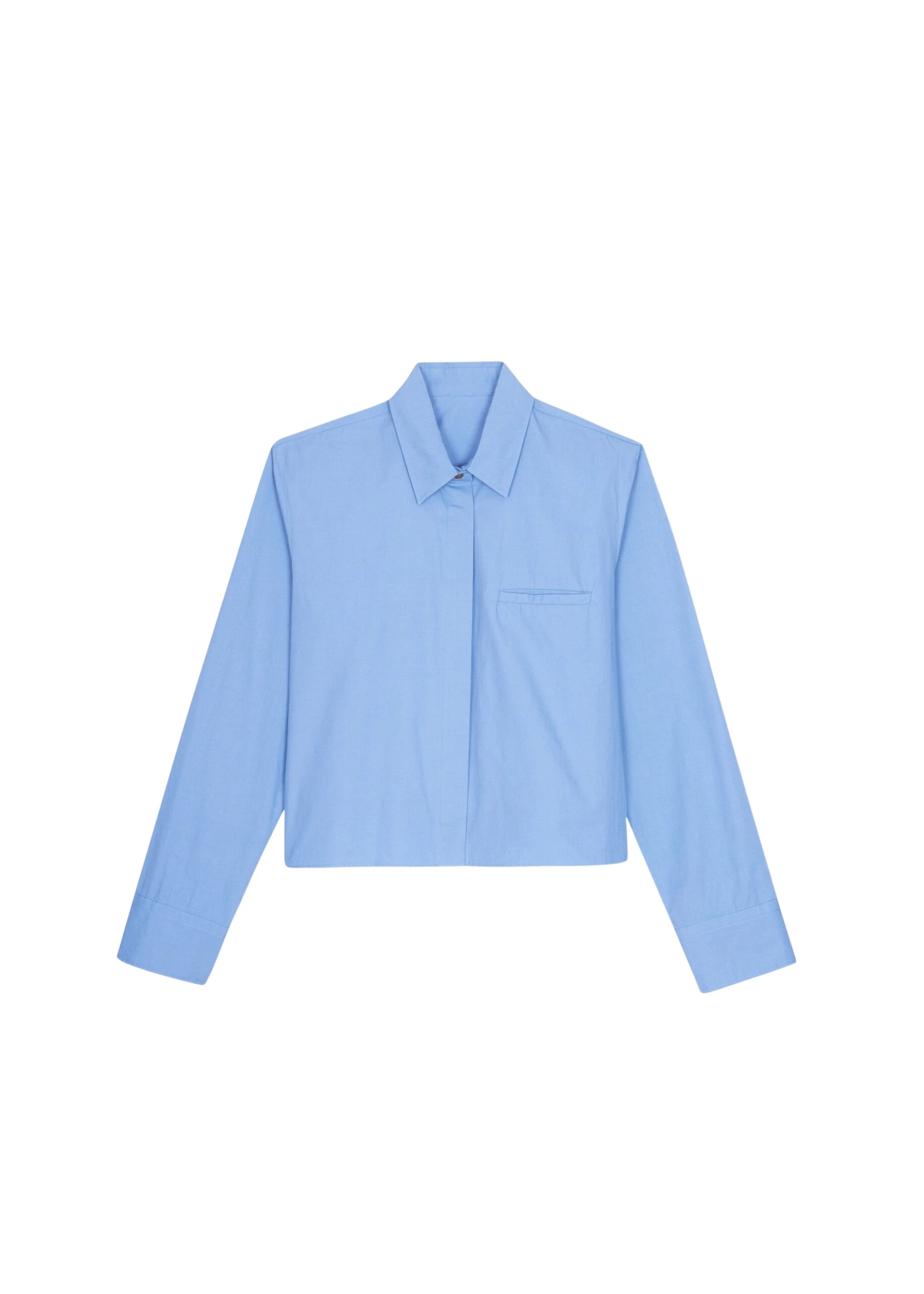 The Frankie Shop Kniva Cropped Shirt - Blue - Oversized Minimalist Tops in Blue - Shop at Coveti