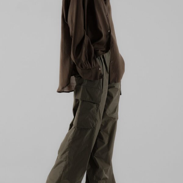 The Frankie Shop Koa Cargo Pants - Khaki - Oversized Minimalist Pants in Green - Shop at Coveti