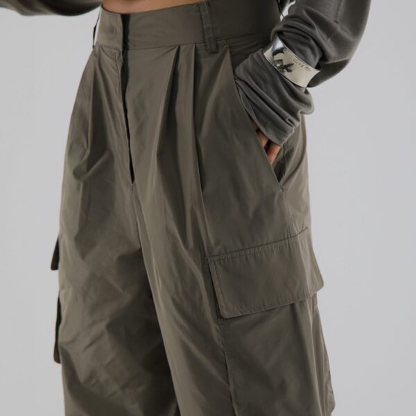 The Frankie Shop Koa Cargo Pants - Khaki - Oversized Minimalist Pants in Green - Shop at Coveti