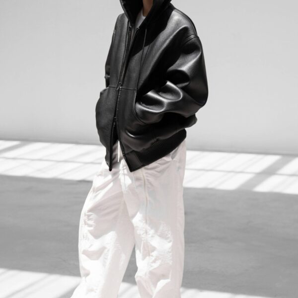 The Frankie Shop Kodai Faux Leather Bomber Jacket - Black - Oversized Minimalist Jackets in Black - Shop at Coveti