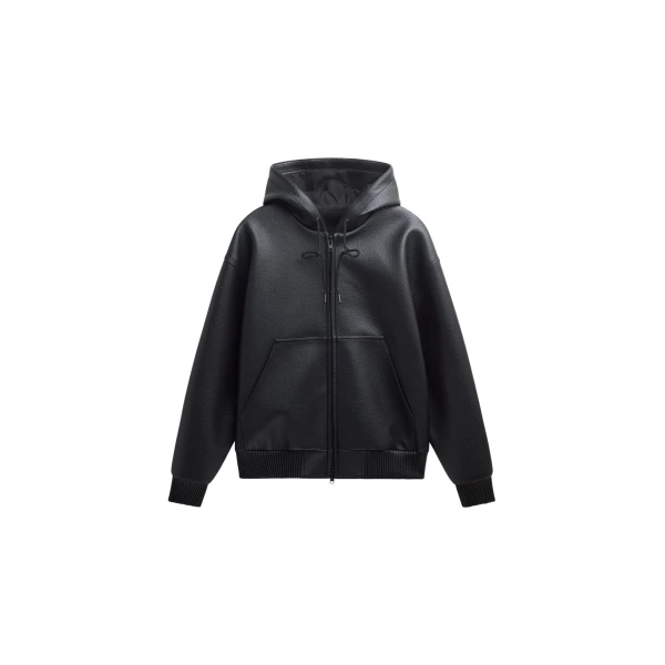 The Frankie Shop Kodai Faux Leather Bomber Jacket - Black - Oversized Minimalist Jackets in Black - Shop at Coveti