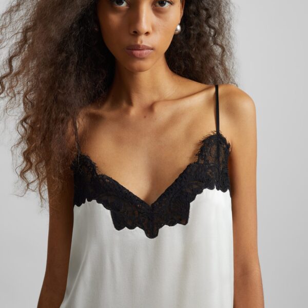The Frankie Shop Lace Cami Dress - Ivory - Oversized Minimalist Dresses in Ivory - Shop at Coveti