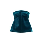 The Frankie Shop Laila Velvet Hourglass Bustier - Deep Green - Oversized Minimalist Tops in Green - Shop at Coveti