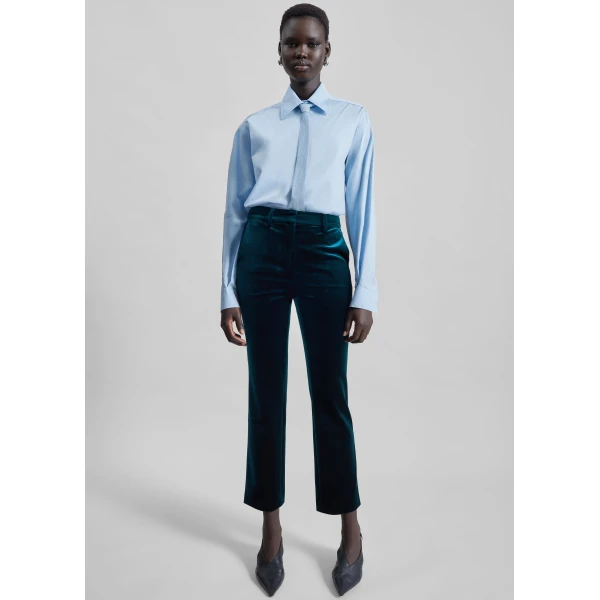 The Frankie Shop Laila Velvet Trousers – Deep Green, view 3