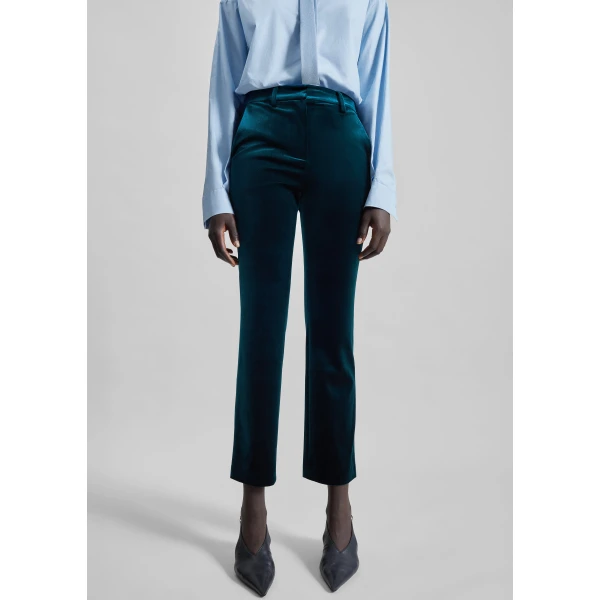 The Frankie Shop Laila Velvet Trousers – Deep Green, view 4