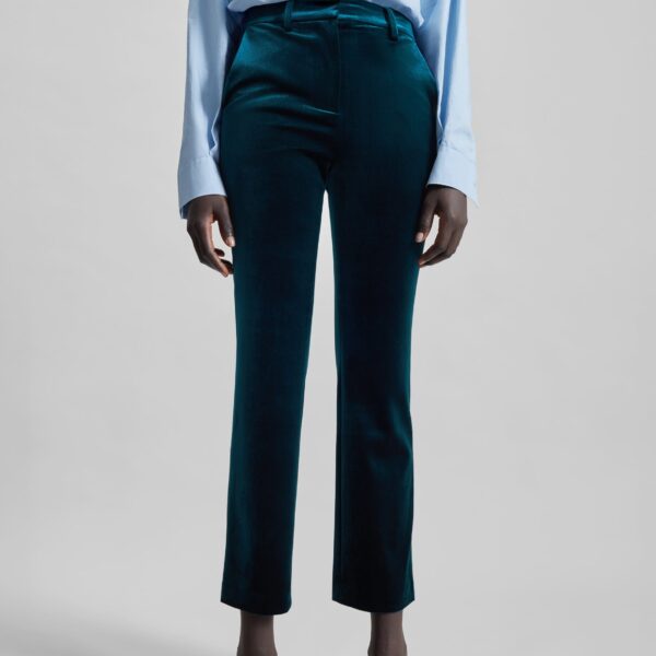 The Frankie Shop Laila Velvet Trousers - Deep Green - Oversized Minimalist Pants in Green - Shop at Coveti
