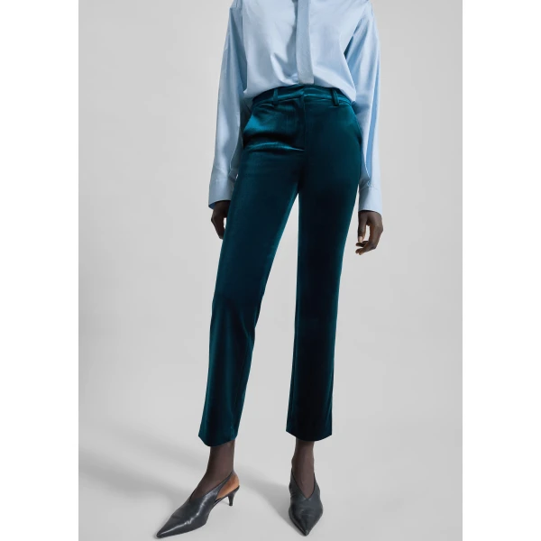 The Frankie Shop Laila Velvet Trousers – Deep Green, view 6