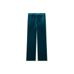 The Frankie Shop Laila Velvet Trousers - Deep Green - Oversized Minimalist Pants in Green - Shop at Coveti