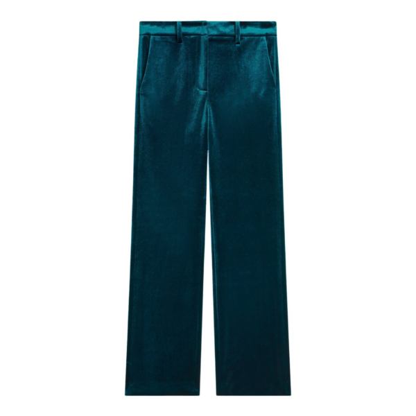 The Frankie Shop Laila Velvet Trousers - Deep Green - Oversized Minimalist Pants in Green - Shop at Coveti