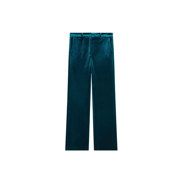 The Frankie Shop Laila Velvet Trousers - Deep Green - Oversized Minimalist Pants in Green - Shop at Coveti