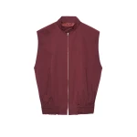 The Frankie Shop Lance Sleeveless Bomber Jacket - Burgundy - Oversized Minimalist Jackets in Red - Shop at Coveti