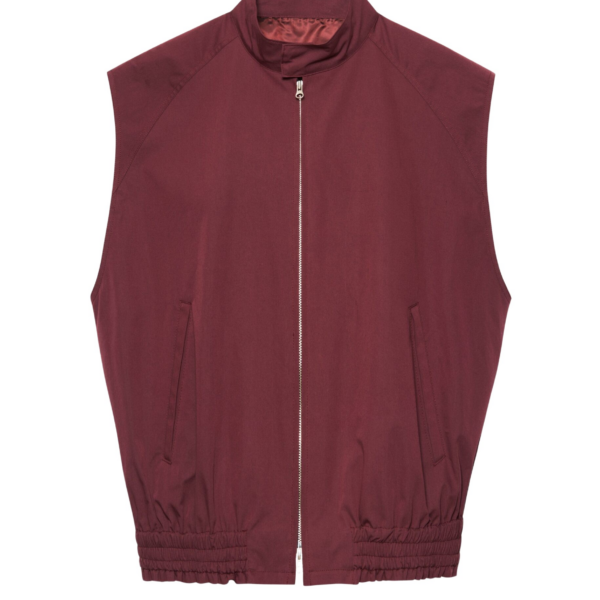 The Frankie Shop Lance Sleeveless Bomber Jacket - Burgundy - Oversized Minimalist Jackets in Red - Shop at Coveti