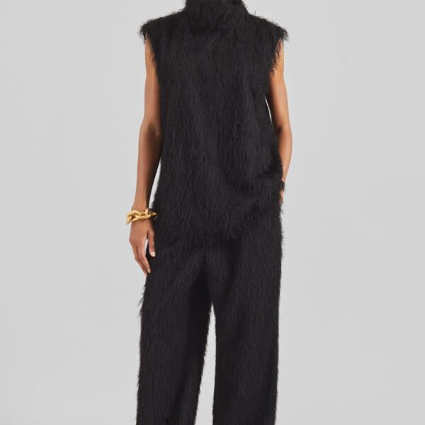The Frankie Shop Lancy Fringed Funnel Neck Dress - Black - Oversized Minimalist Dresses in Black - Shop at Coveti