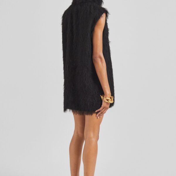 The Frankie Shop Lancy Fringed Funnel Neck Dress - Black - Oversized Minimalist Dresses in Black - Shop at Coveti