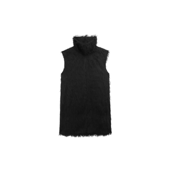 The Frankie Shop Lancy Fringed Funnel Neck Dress - Black - Oversized Minimalist Dresses in Black - Shop at Coveti