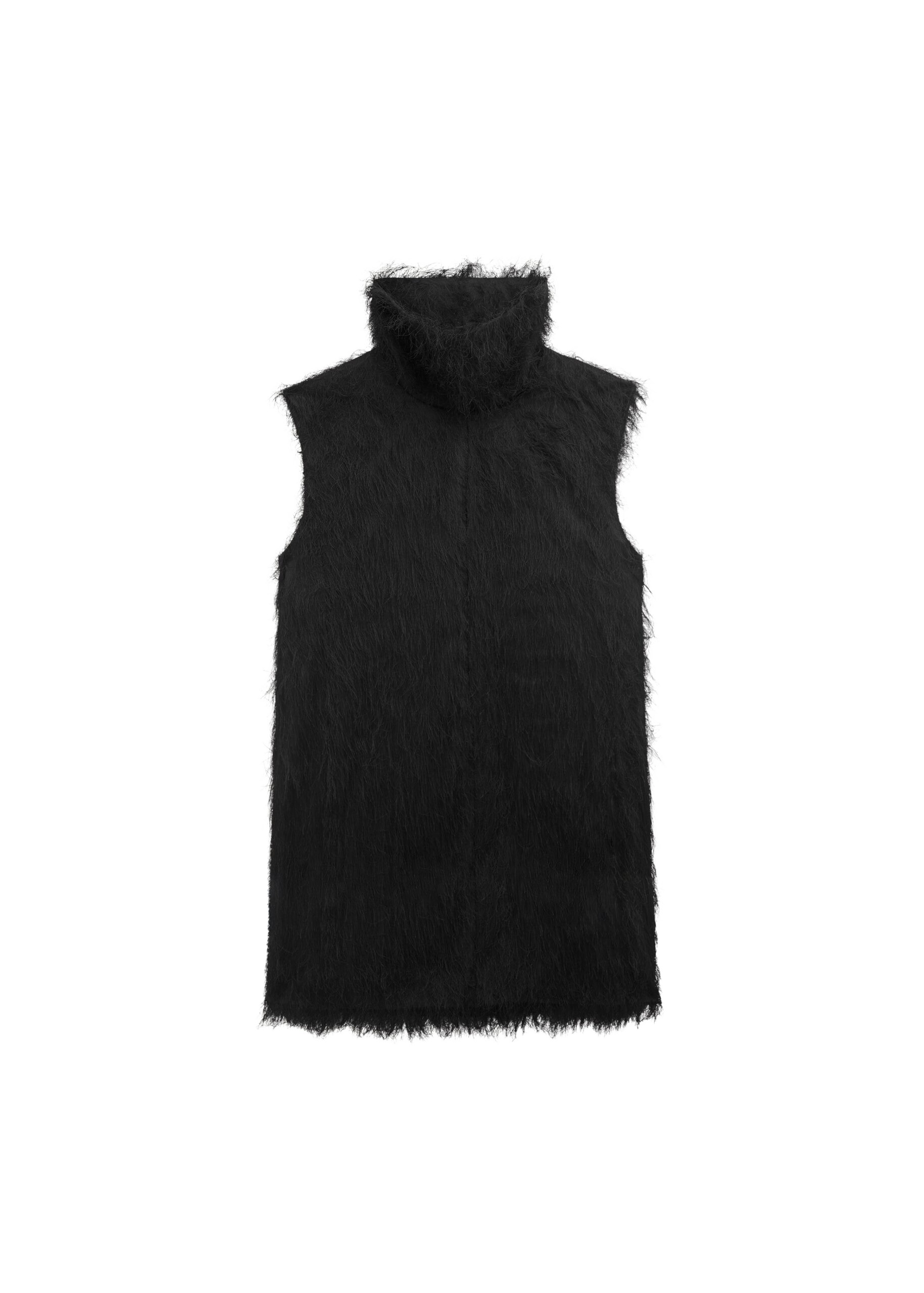 The Frankie Shop Lancy Fringed Funnel Neck Dress – Black