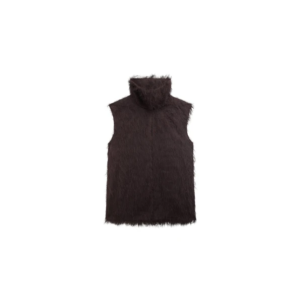 The Frankie Shop Lancy Fringed Funnel Neck Dress - Dark Brown - Oversized Minimalist Dresses in Beige - Shop at Coveti
