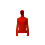 The Frankie Shop Larice Hooded Knit Top - Red - Oversized Minimalist Tops in Red - Shop at Coveti