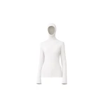 The Frankie Shop Larice Hooded Knit Top - White - Oversized Minimalist Tops in White - Shop at Coveti
