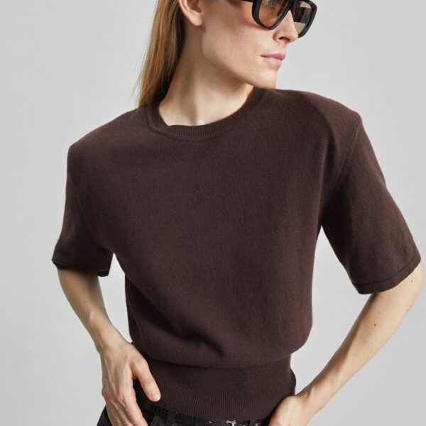 The Frankie Shop Lausanne Cashmere Detachable Layered Knit Set - Brown - Oversized Minimalist Knitwear in Beige - Shop at Coveti