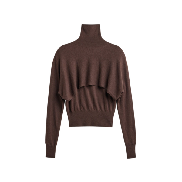The Frankie Shop Lausanne Cashmere Detachable Layered Knit Set - Brown - Oversized Minimalist Knitwear in Beige - Shop at Coveti