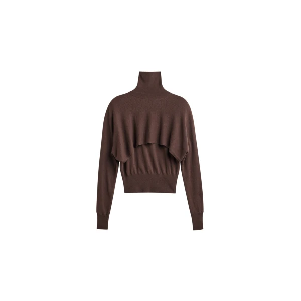 The Frankie Shop Lausanne Cashmere Detachable Layered Knit Set - Brown - Oversized Minimalist Knitwear in Beige - Shop at Coveti