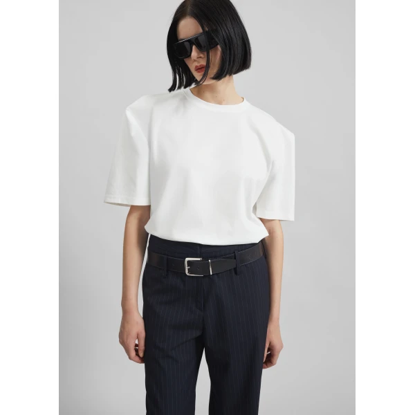 The Frankie Shop Laval Sculpted Sleeve T-Shirt – White Top, view 3