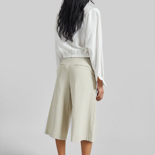 The Frankie Shop Lavre Belted Bermuda Shorts - Beige Melange - Oversized Minimalist Shorts in Beige - Shop at Coveti
