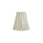 The Frankie Shop Lavre Belted Bermuda Shorts - Beige Melange - Oversized Minimalist Shorts in Beige - Shop at Coveti