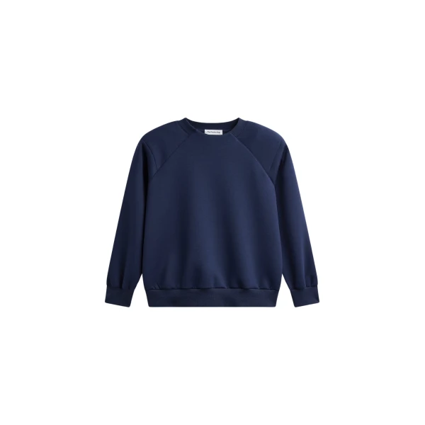 The Frankie Shop Leian Neoprene Padded Sweatshirt - Navy - Oversized Minimalist Tops in Blue - Shop at Coveti