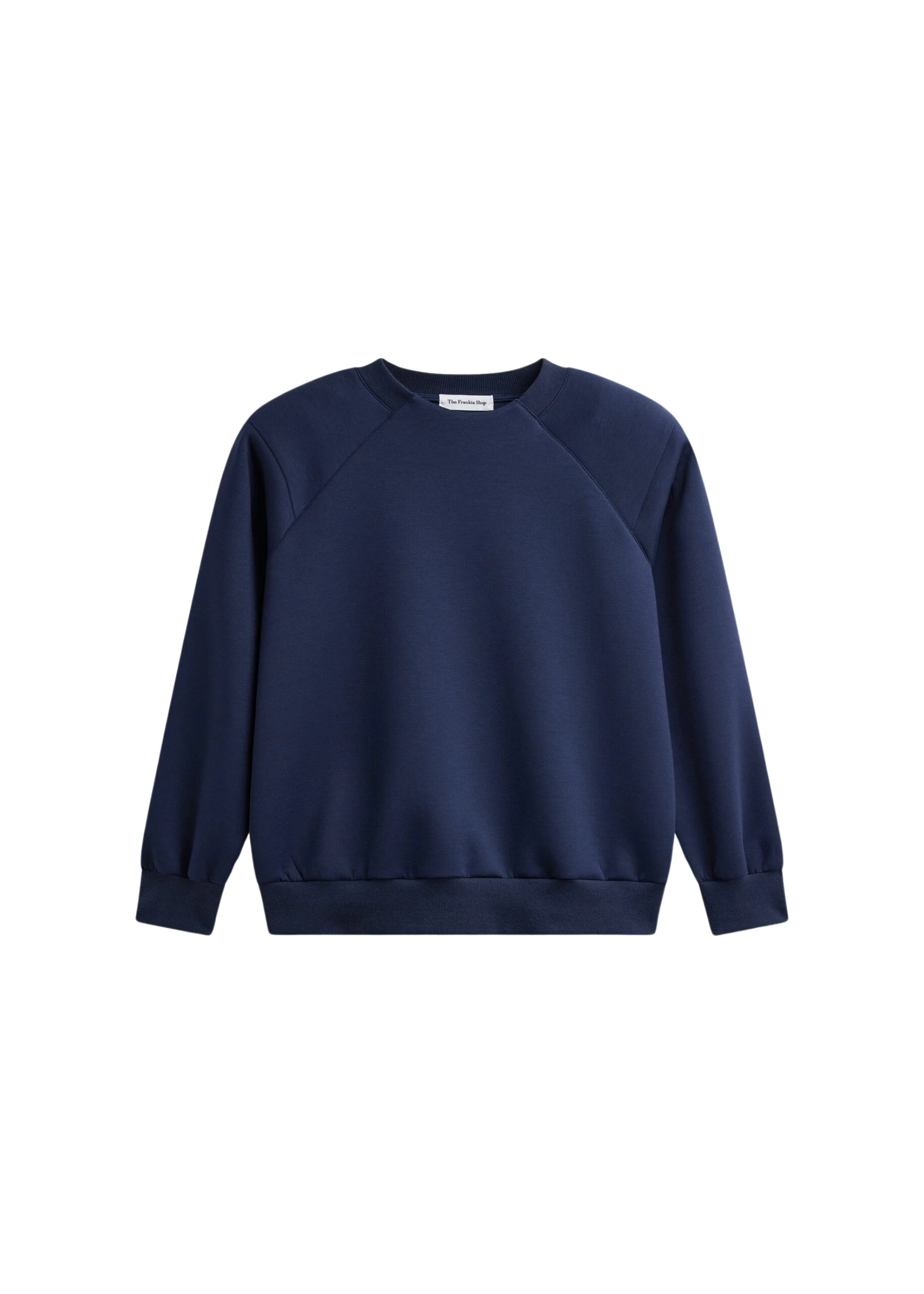 The Frankie Shop Leian Neoprene Padded Sweatshirt - Navy - Oversized Minimalist Tops in Blue - Shop at Coveti