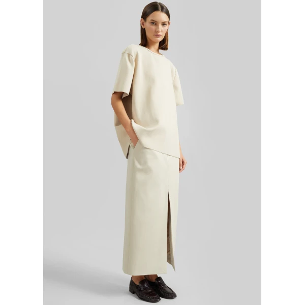 The Frankie Shop Leni Knit Oversized Top – Beige, view 2