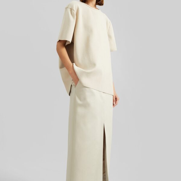 The Frankie Shop Leni Knit Oversized Top - Beige - Oversized Minimalist Tops in Beige - Shop at Coveti