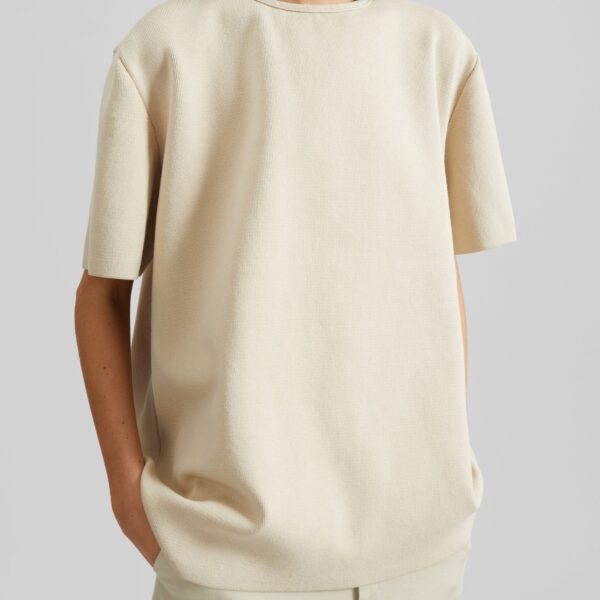 The Frankie Shop Leni Knit Oversized Top - Beige - Oversized Minimalist Tops in Beige - Shop at Coveti