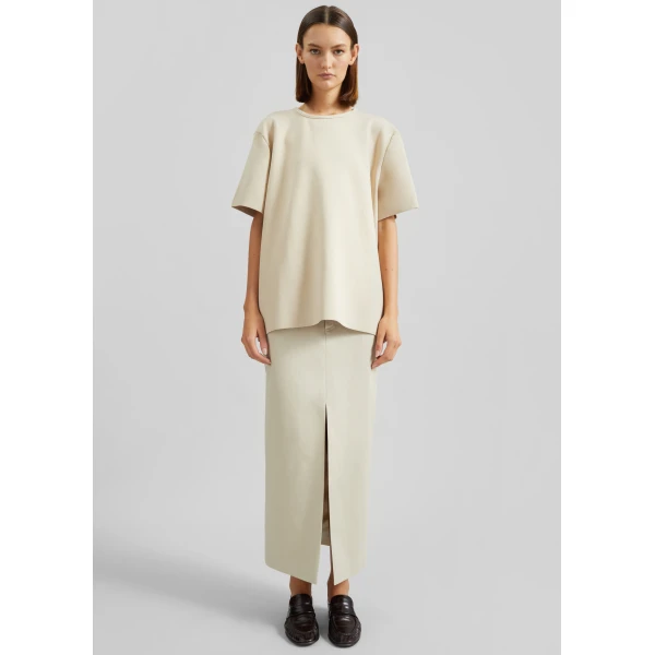 The Frankie Shop Leni Knit Oversized Top – Beige, view 4