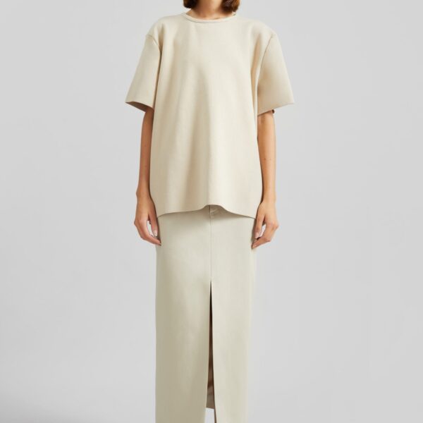 The Frankie Shop Leni Knit Oversized Top - Beige - Oversized Minimalist Tops in Beige - Shop at Coveti