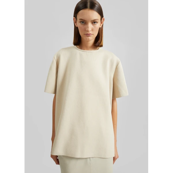 The Frankie Shop Leni Knit Oversized Top – Beige, view 5